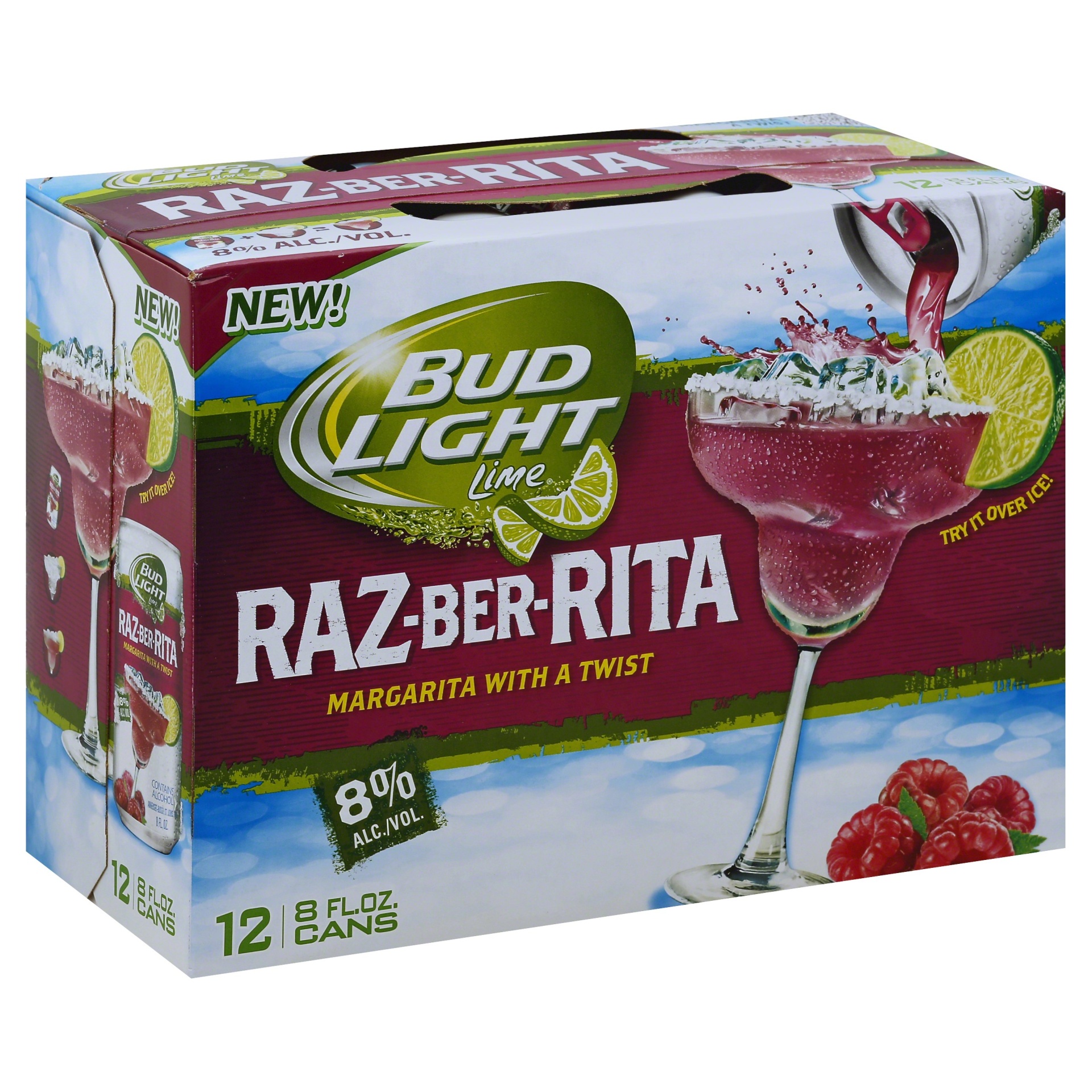 slide 1 of 6, Bud Light Raz-Ber-Rita 12 ea, 12 ct; 12 fl oz