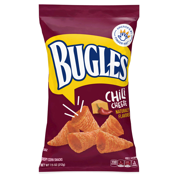 slide 1 of 1, Bugles Chili Cheese Crispy Corn Snacks, 7.5 oz