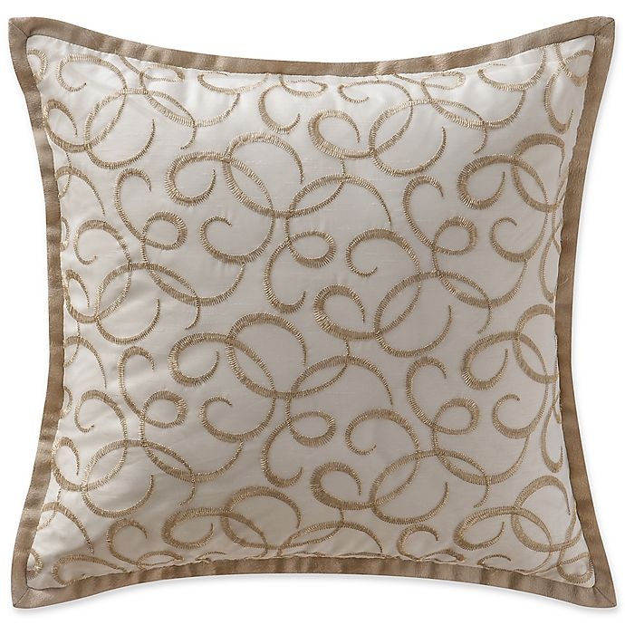 slide 1 of 1, Waterford Chantelle Metallic Square Throw Pillow - Taupe, 1 ct