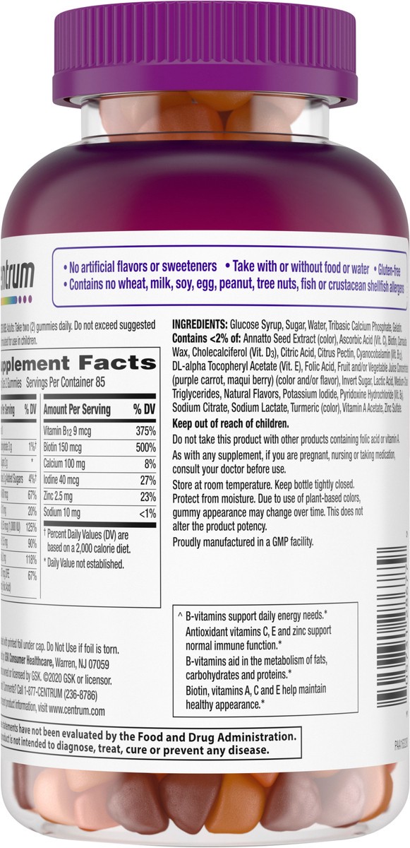 slide 7 of 9, Centrum Multi Gummies Womens, 170 ct