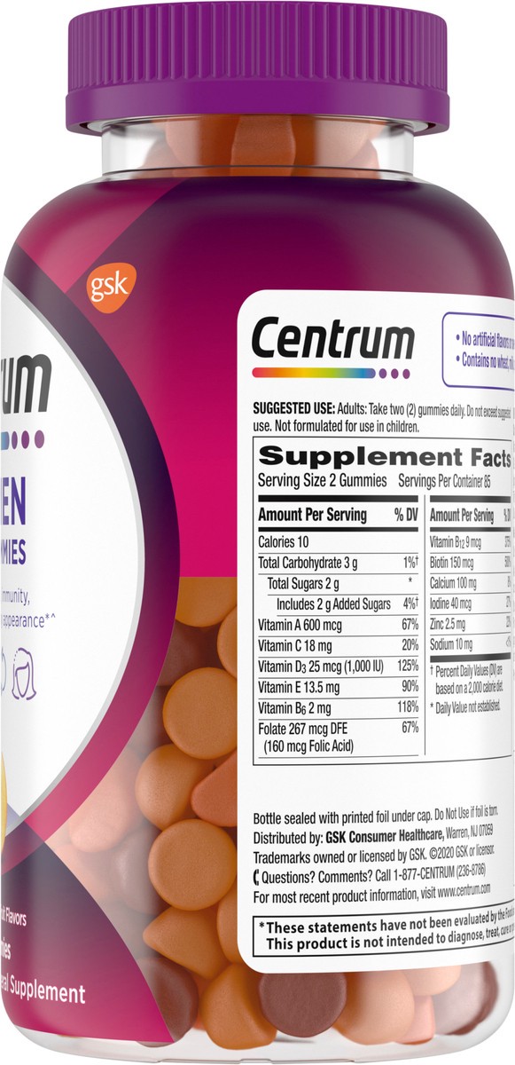 slide 3 of 9, Centrum Multi Gummies Womens, 170 ct