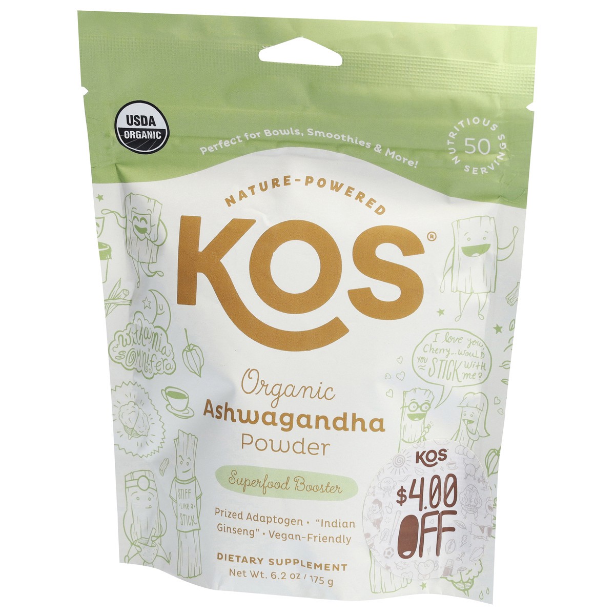 slide 4 of 12, KOS Organic Superfood Booster Ashwagandha Powder 6.2 oz, 6.2 oz