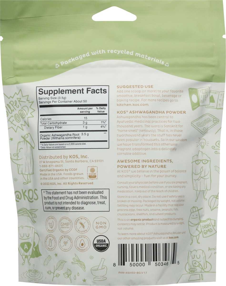 slide 11 of 12, KOS Organic Superfood Booster Ashwagandha Powder 6.2 oz, 6.2 oz