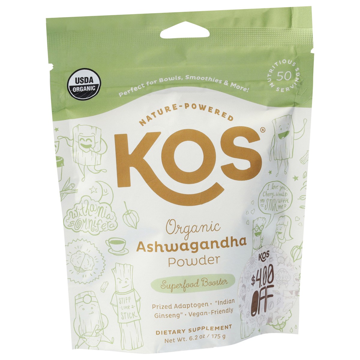 slide 10 of 12, KOS Organic Superfood Booster Ashwagandha Powder 6.2 oz, 6.2 oz