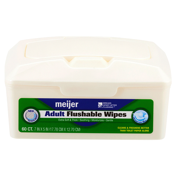 slide 1 of 2, Meijer Personal Flushable Cleansing Wipes, 60 ct