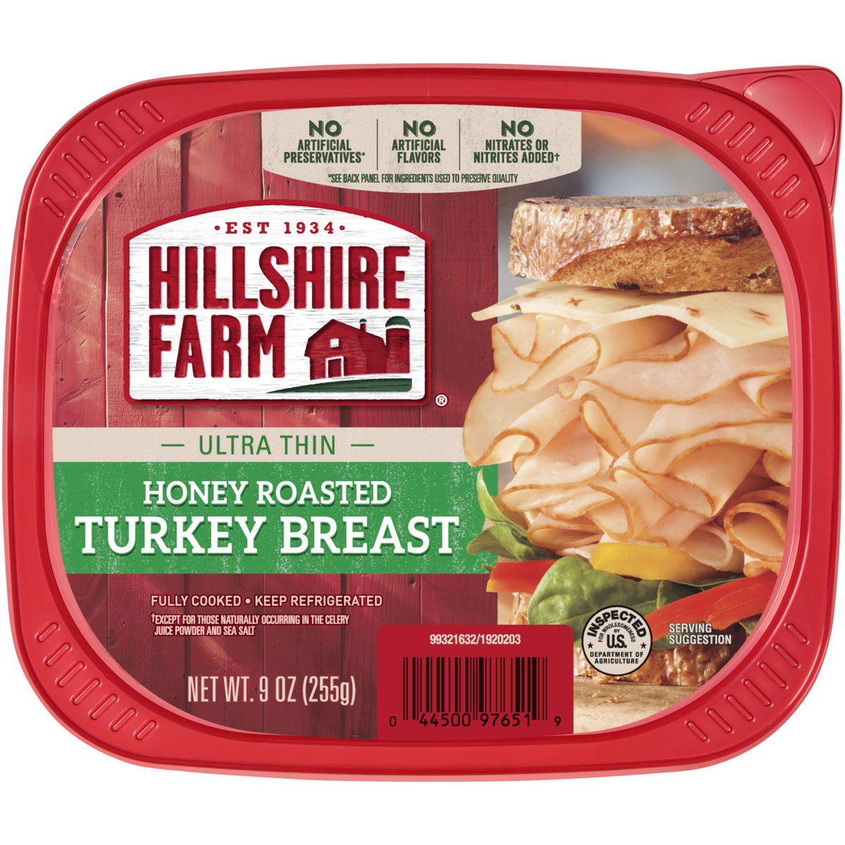 slide 5 of 5, Hillshire Farm Ultra Thin Sliced Honey Roasted Turkey Breast Sandwich Meat, 9 oz, 255.15 g