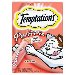 Temptations Lickable Puree Savory Salmon Flavor Treats for Cats 4 - 0.423 oz Pouches