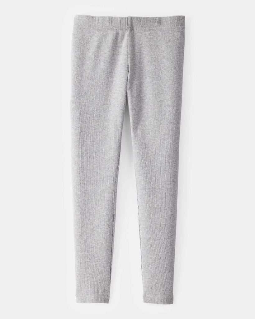 slide 2 of 3, Carter's Carters Kid Solid Cotton Ribbed Stretch Leggings - Grey Grey 10, 1 ct