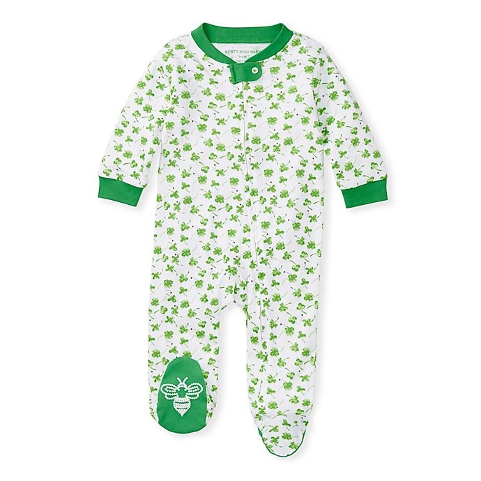 slide 1 of 2, Burt's Bees Baby Newborn Lucky Clovers Organic Cotton Sleep N' Play - Emerald, 1 ct