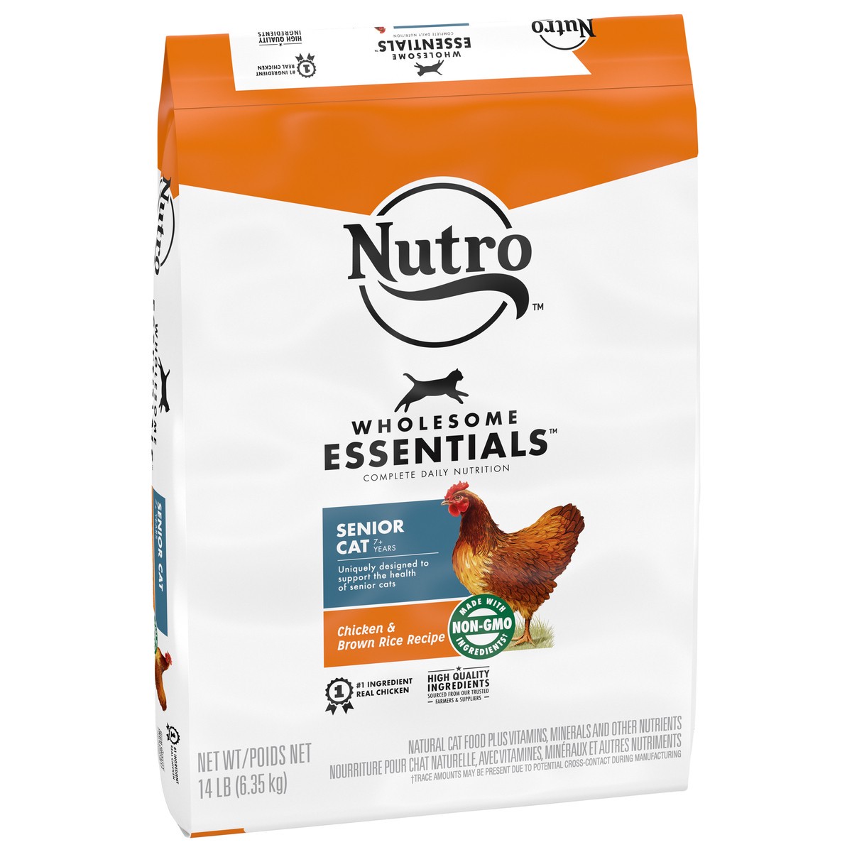 slide 3 of 9, NUTRO WHOLESOME ESSENTIALS Senior Indoor Natural Dry Cat Food for Healthy Weight Farm-Raised Chicken & Brown Rice Recipe, 14 lb. Bag, 14 lb