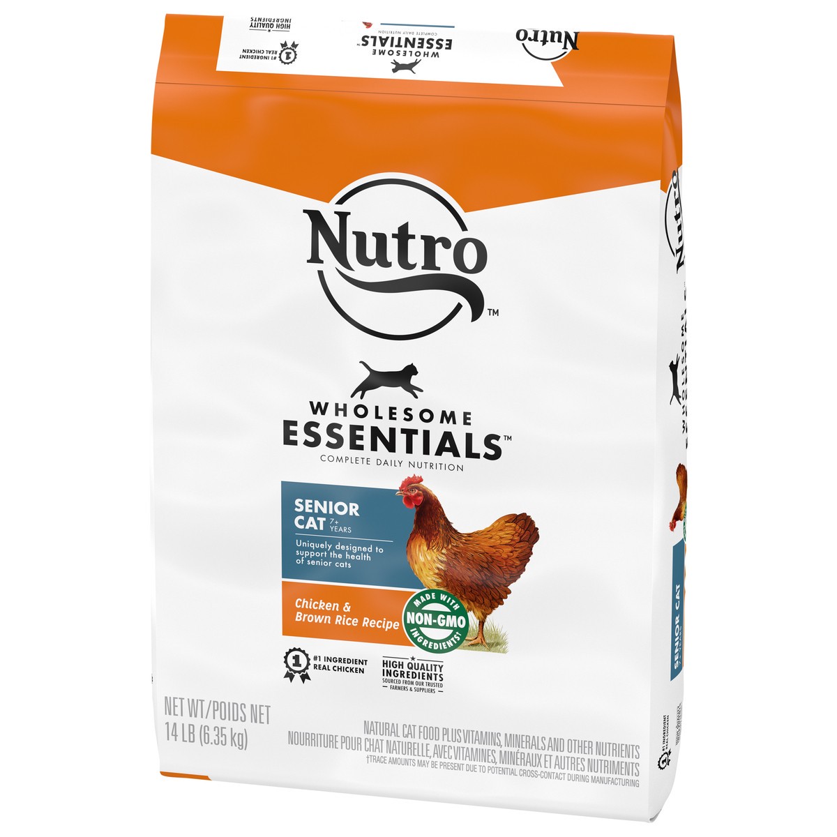 slide 9 of 9, NUTRO WHOLESOME ESSENTIALS Senior Indoor Natural Dry Cat Food for Healthy Weight Farm-Raised Chicken & Brown Rice Recipe, 14 lb. Bag, 14 lb