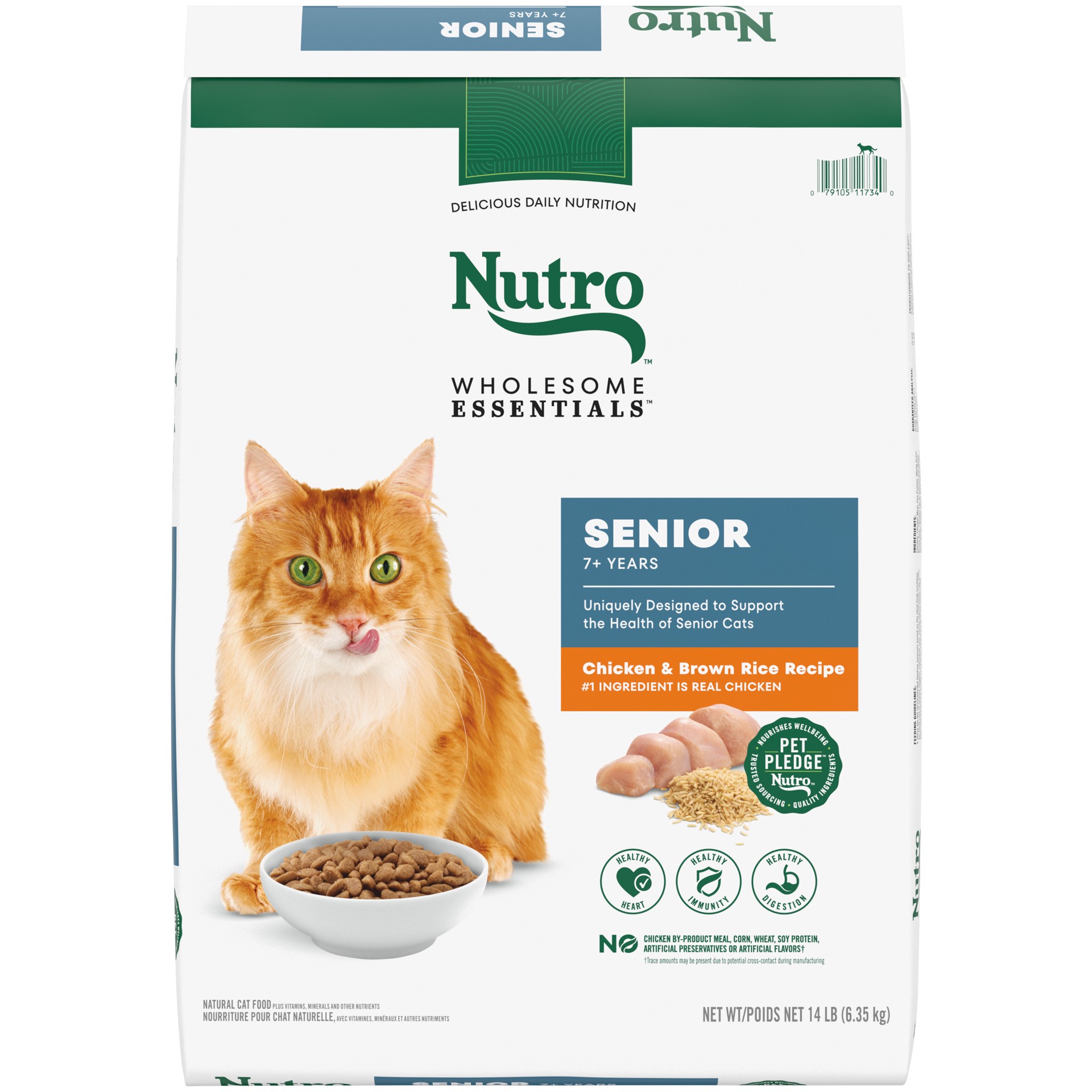 slide 1 of 9, Nutro Wholesome Essentials Senior Dry Cat Food, Chicken & Brown Rice Recipe, 14 lbs., 14 lb