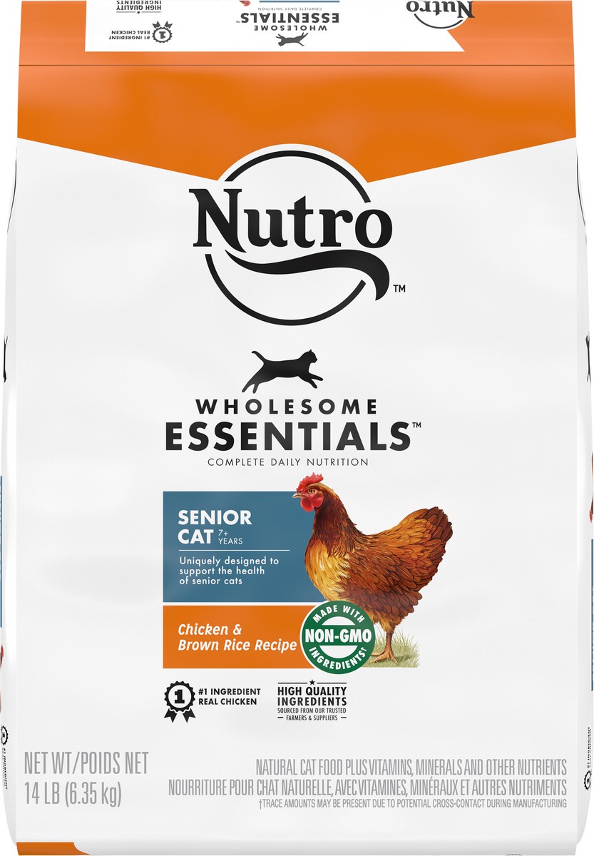 slide 7 of 9, Nutro Wholesome Essentials Senior Dry Cat Food, Chicken & Brown Rice Recipe, 14 lbs., 14 lb