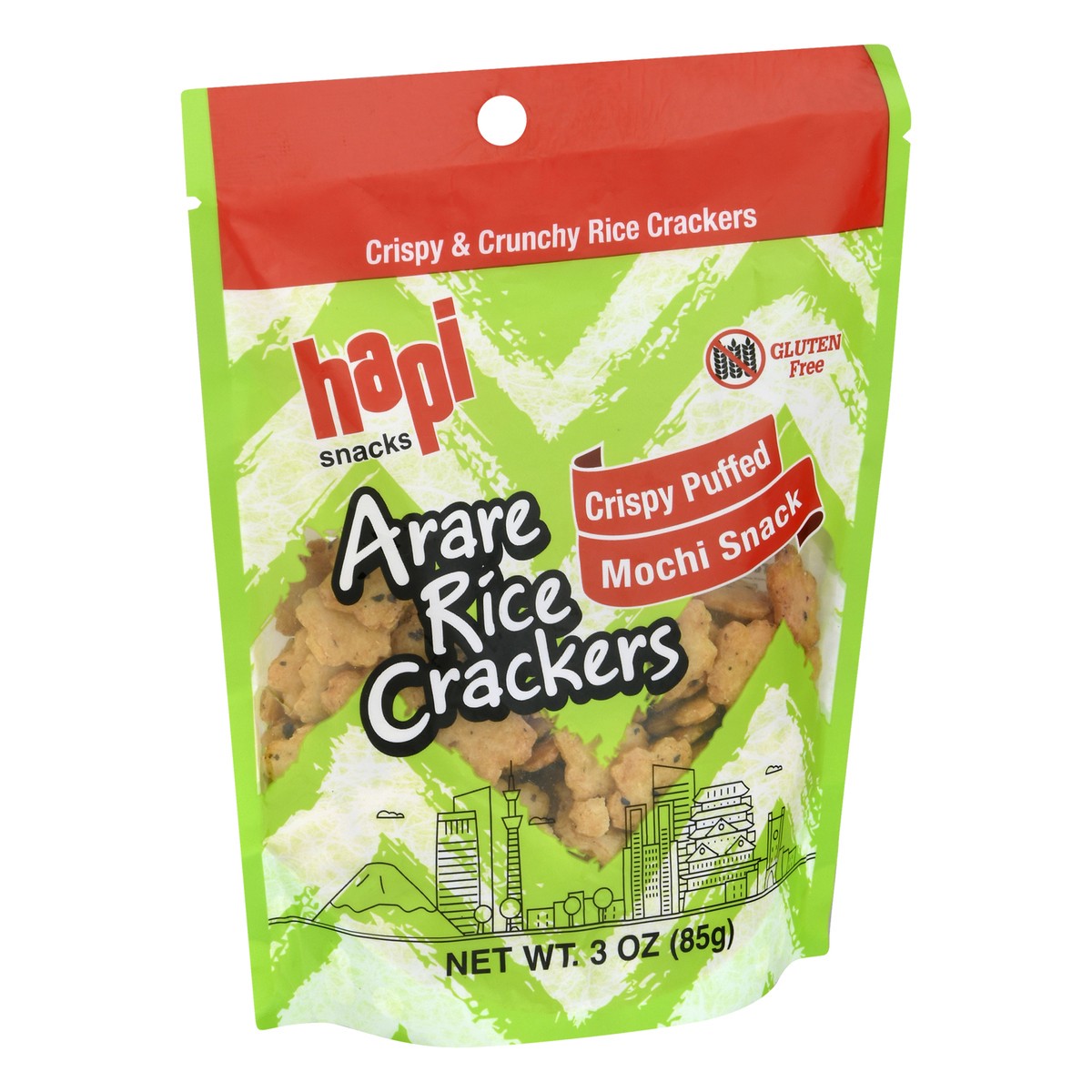 slide 2 of 10, Hapi Arare Rice Crackers Crispy Puffed Mochi Snack, 3 oz