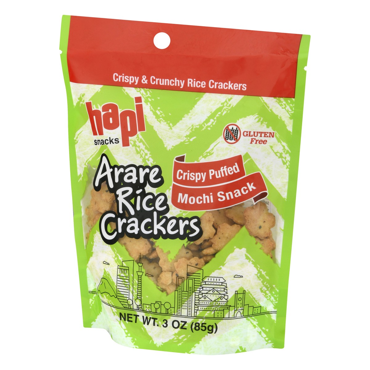 slide 3 of 10, Hapi Arare Rice Crackers Crispy Puffed Mochi Snack, 3 oz