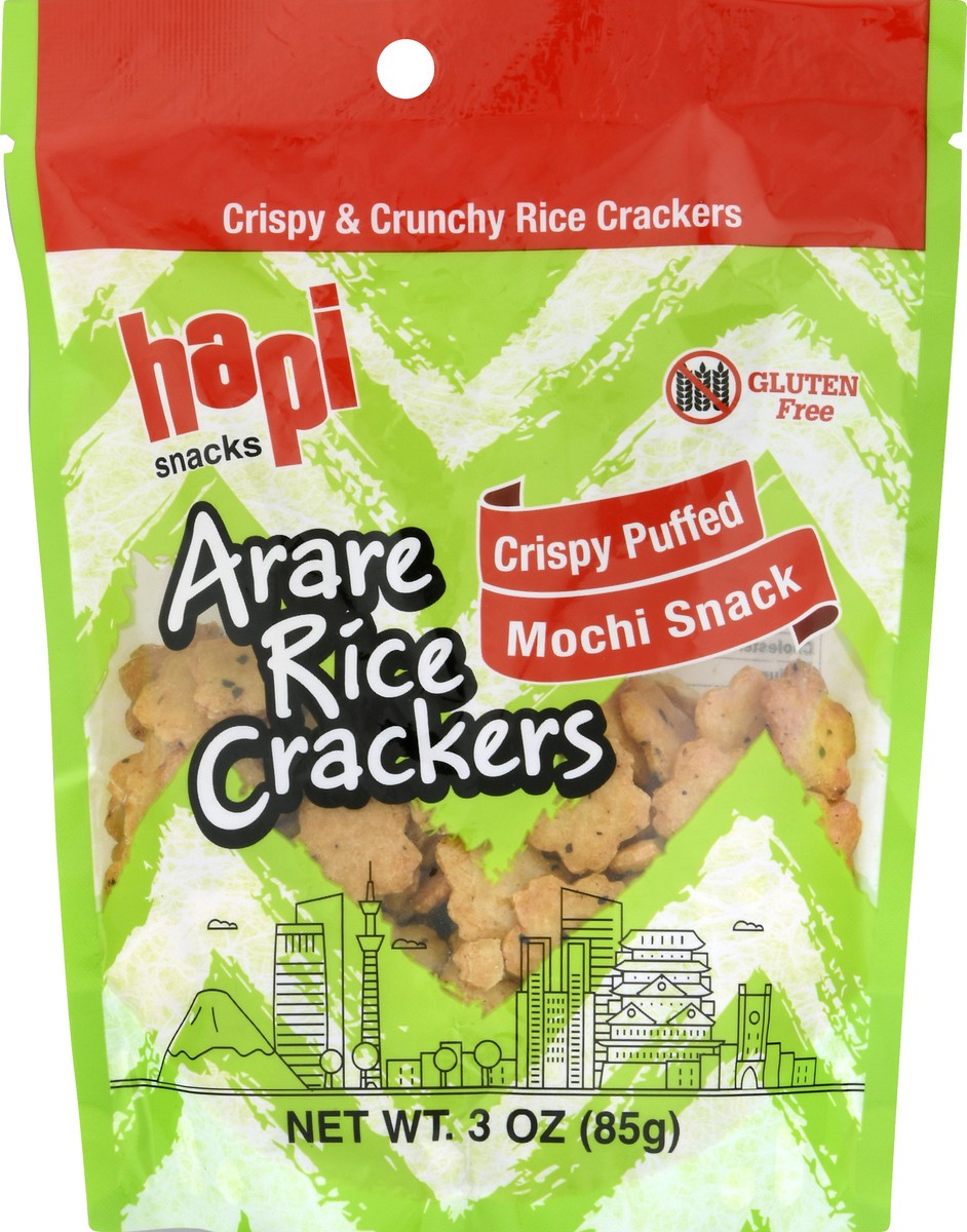 slide 9 of 10, Hapi Arare Rice Crackers Crispy Puffed Mochi Snack, 3 oz