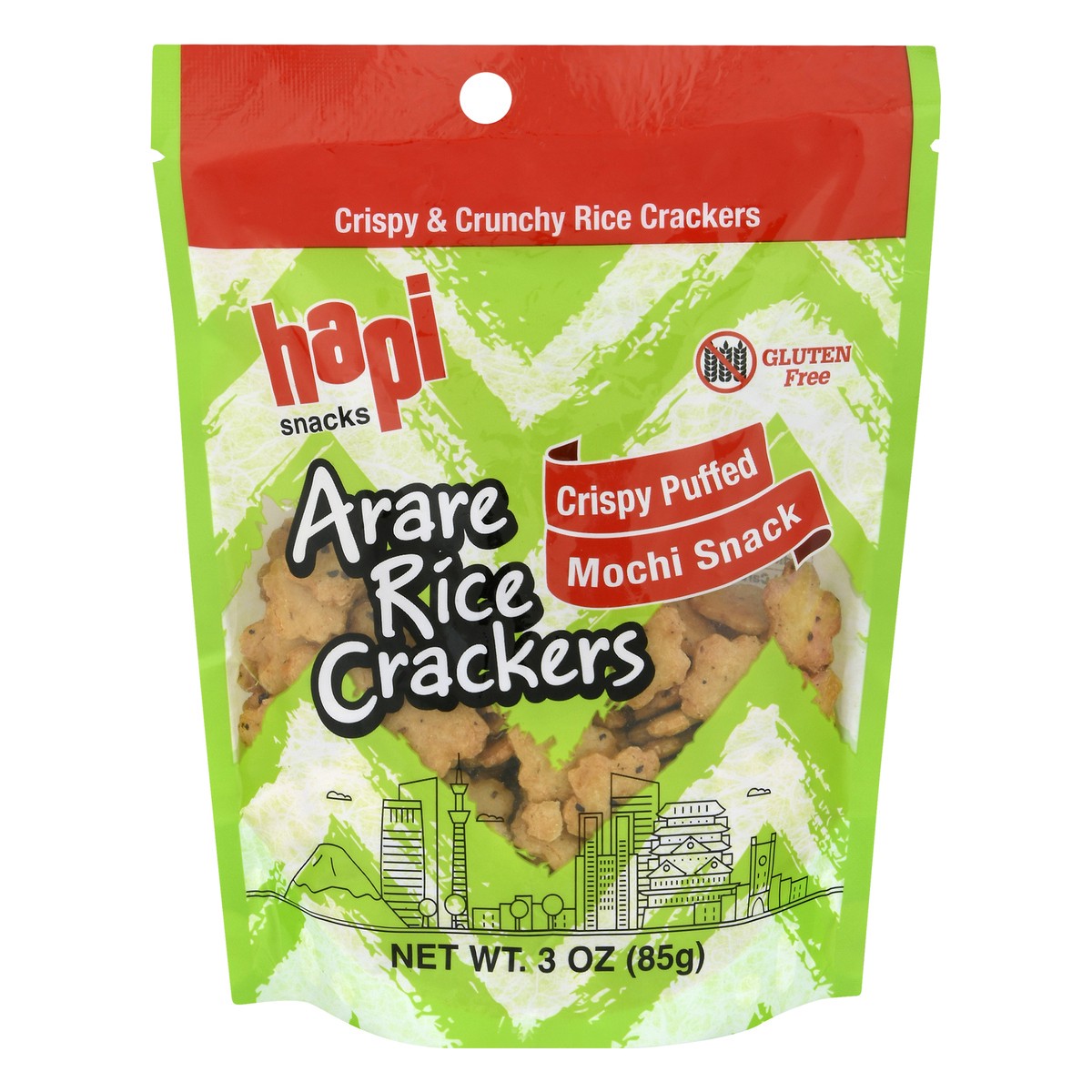 slide 1 of 10, Hapi Arare Rice Crackers Crispy Puffed Mochi Snack, 3 oz