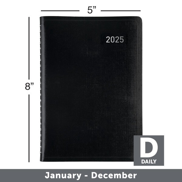 slide 2 of 5, 2025 Office Depot Daily Planner, 5"" X 8"", Black, January To December, Od000100, 1 ct