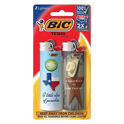 slide 1 of 1, BIC Texas Edition Lighters, 2 ct