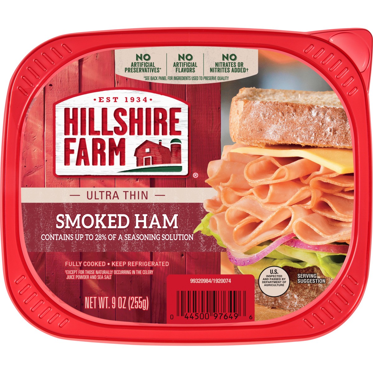 slide 4 of 5, Hillshire Farm Ultra Thin Sliced Smoked Ham Sandwich Meat, 9 oz, 255.15 g
