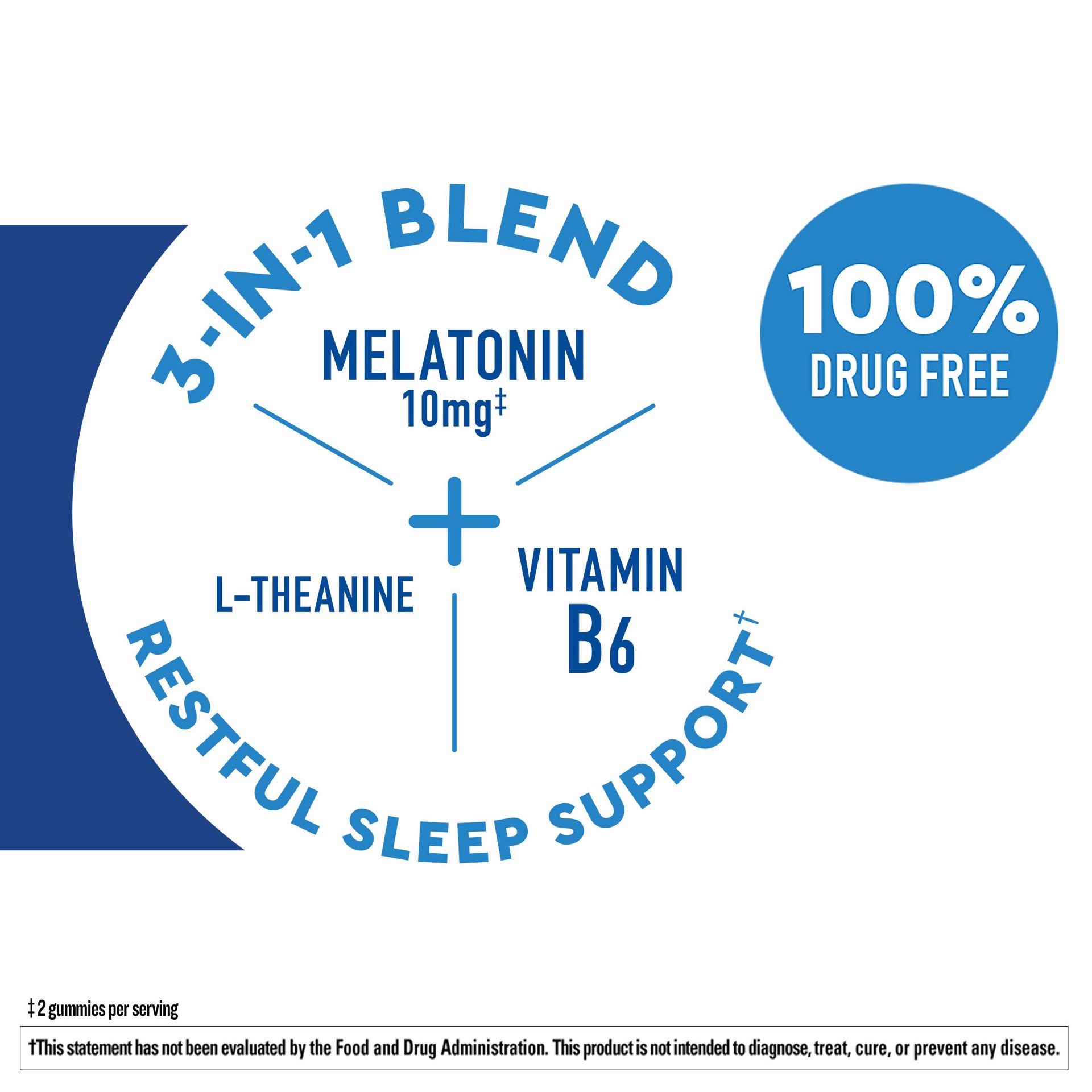 slide 2 of 7, Nature Made Wellblends Fall Asleep Faster, Sleep Aid with Melatonin 10mg, Vitamin B6, and L theanine 100 mg, 40 Gummies, 40 ct