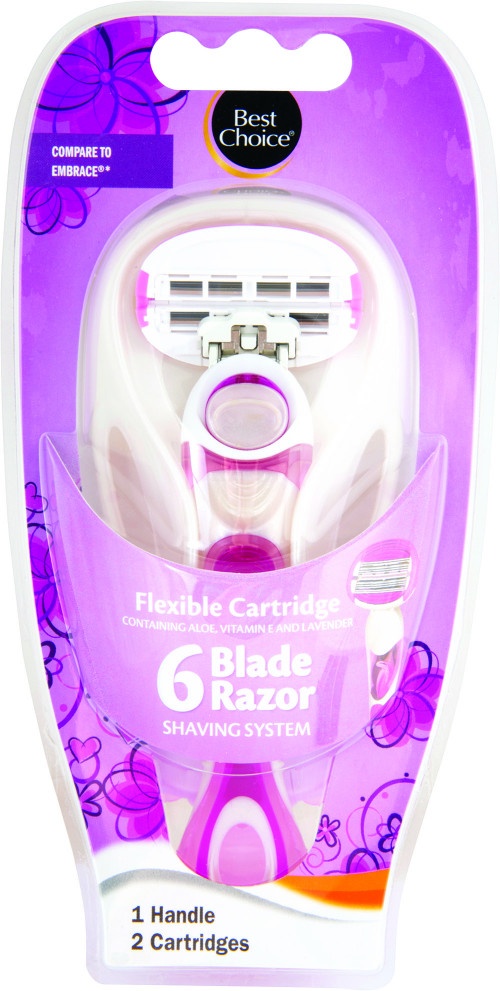 slide 1 of 1, Best Choice Flexible Cartridge 6 Blade Razor Shaving System, 3 ct