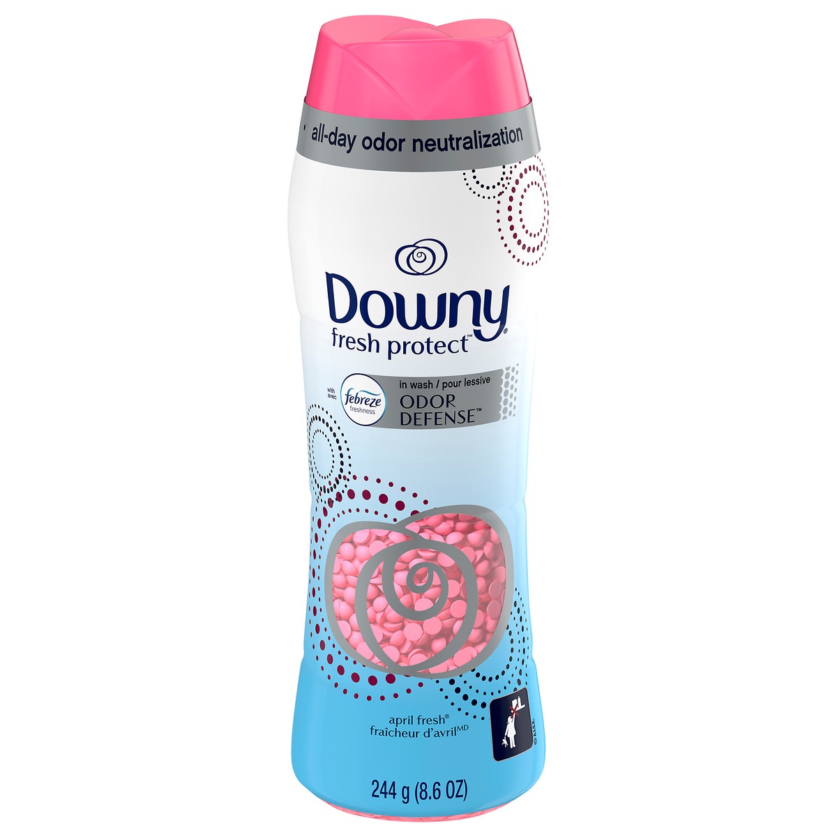 slide 1 of 5, Downy Fresh Protect Odor Defense Granules April Fresh Scent, 8.6 oz