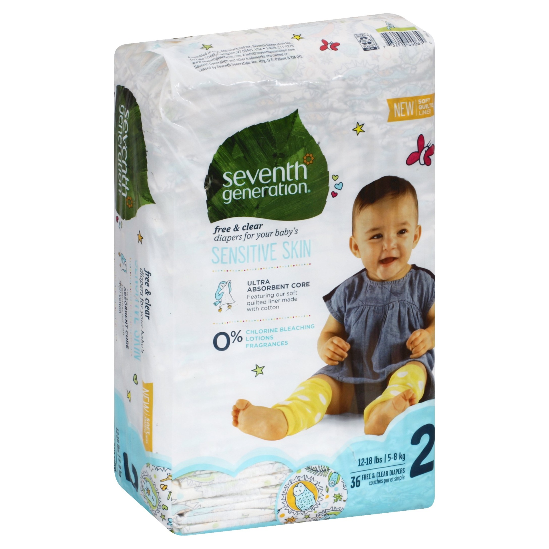 slide 1 of 1, Seventh Generation Free & Clear Stage 2 Diapers, 36 ct