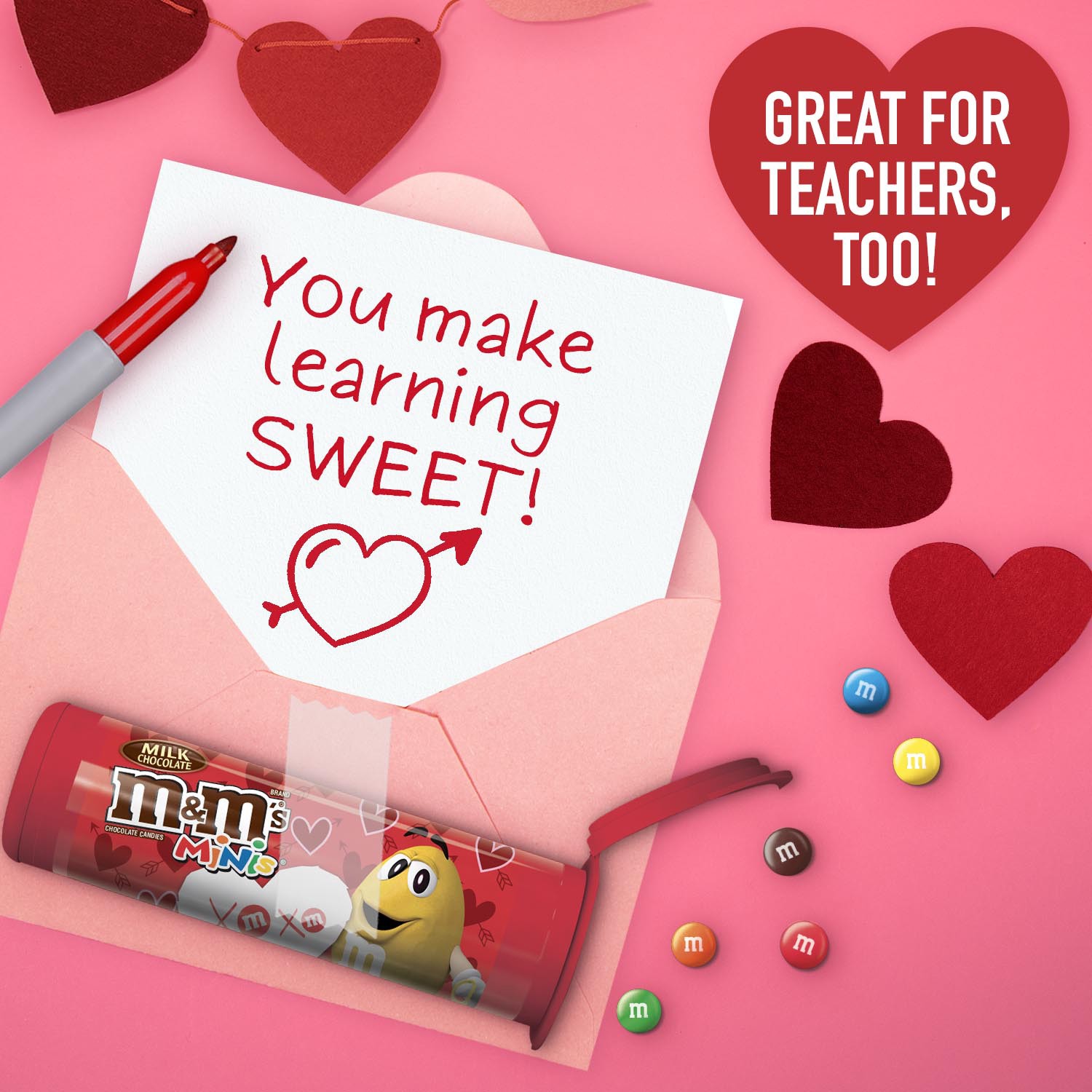 slide 5 of 8, M&M'S Valentines Day Milk Chocolate MINIS Size Valentine Candy, 1.08 oz Tube, 1.08 oz