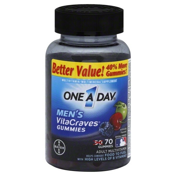 slide 1 of 1, One A Day Mens Vitacraves Gummies, 70 ct