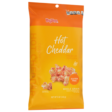 slide 1 of 1, Hy-Vee Popcorn, Premium, Hot Cheddar, 5 oz