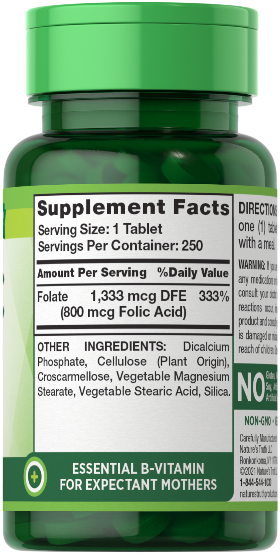 slide 4 of 4, Nature's Truth Folic Acid 800 mcg, 250 ct