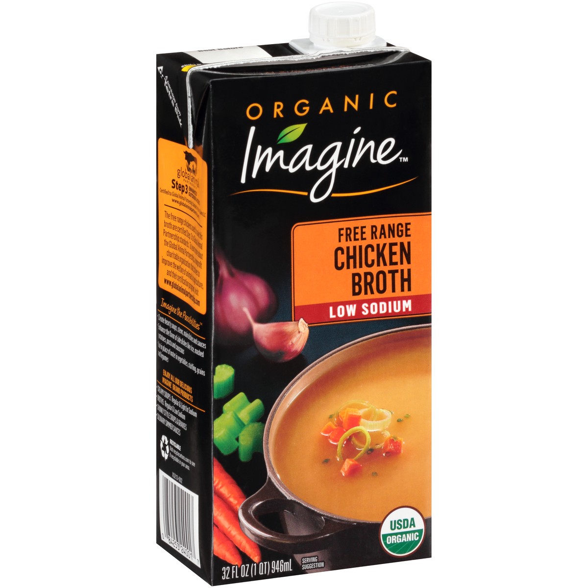 slide 9 of 10, Imagine Organic Low Sodium Free Range Chicken Broth 32 fl. oz. Aseptic Pack, 32 fl oz