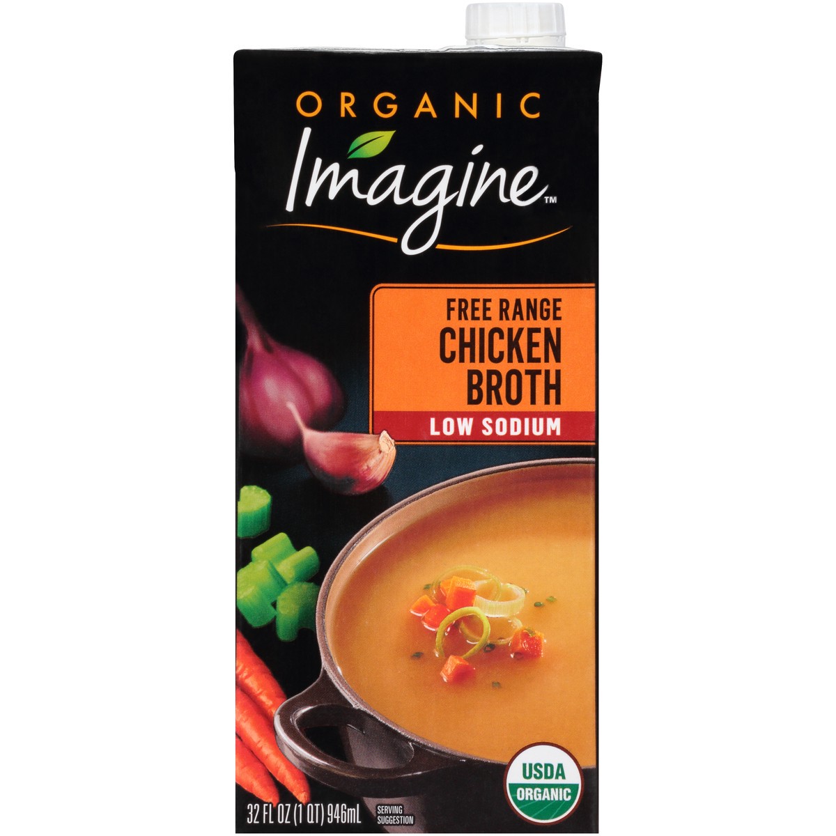 slide 6 of 10, Imagine Organic Low Sodium Free Range Chicken Broth 32 fl. oz. Aseptic Pack, 32 fl oz