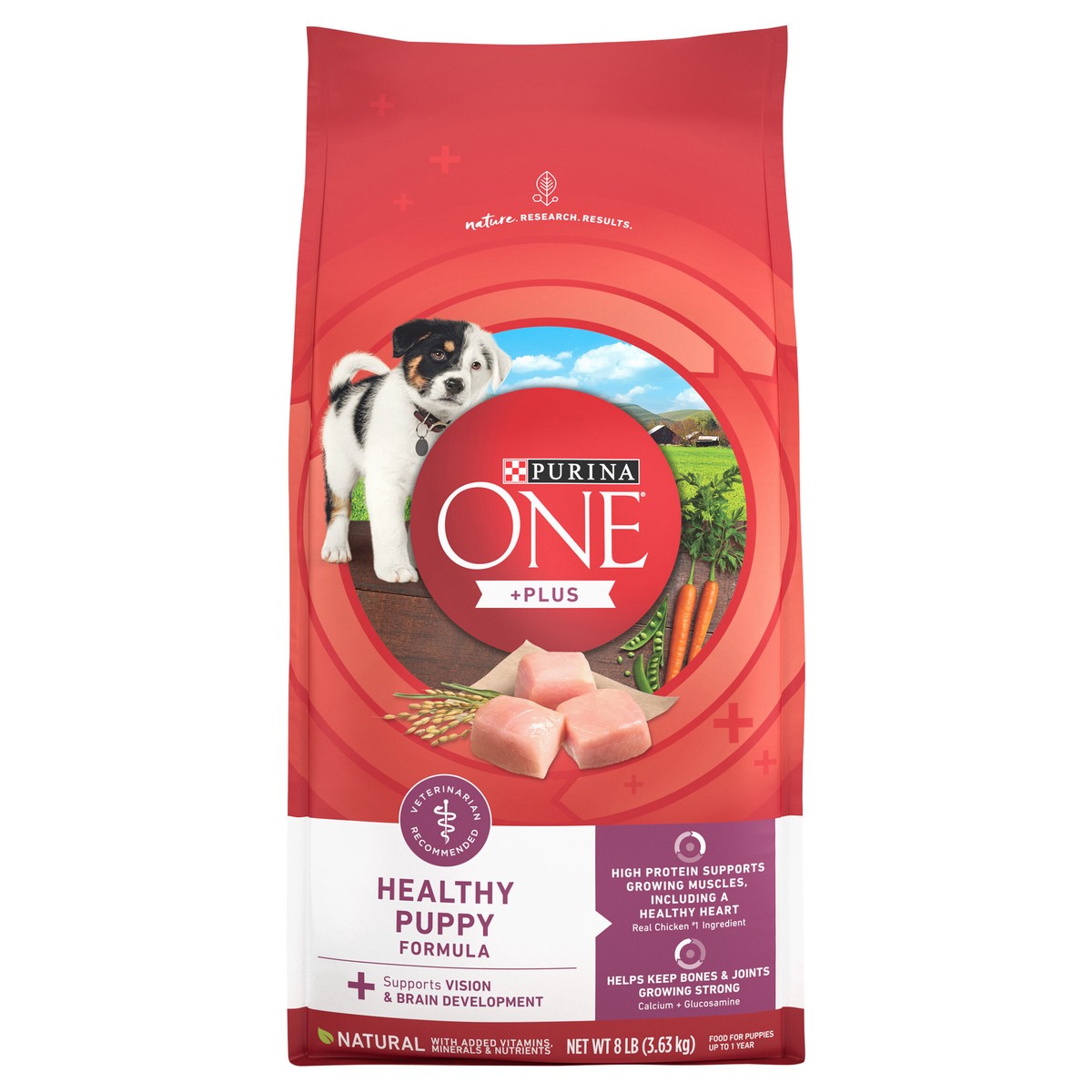 slide 9 of 14, ONE Purina ONE Plus Healthy Puppy Formula High Protein Natural Dry Puppy Food with added vitamins, minerals and nutrients, 8 lb