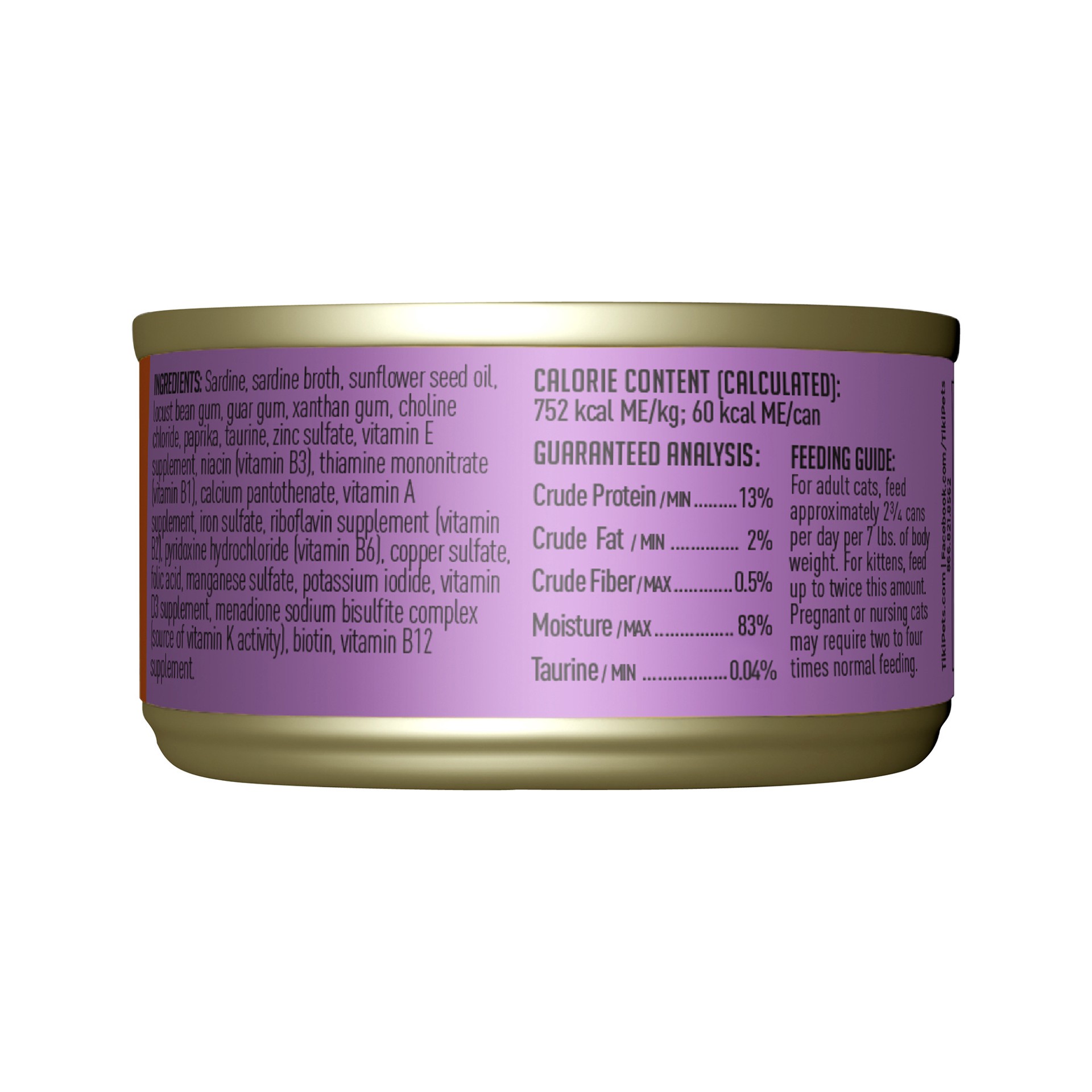 slide 4 of 8, Tiki Cat Grill Wet Cat Food, Sardine Cutlets, 2.8 oz. Can, 2.8 oz