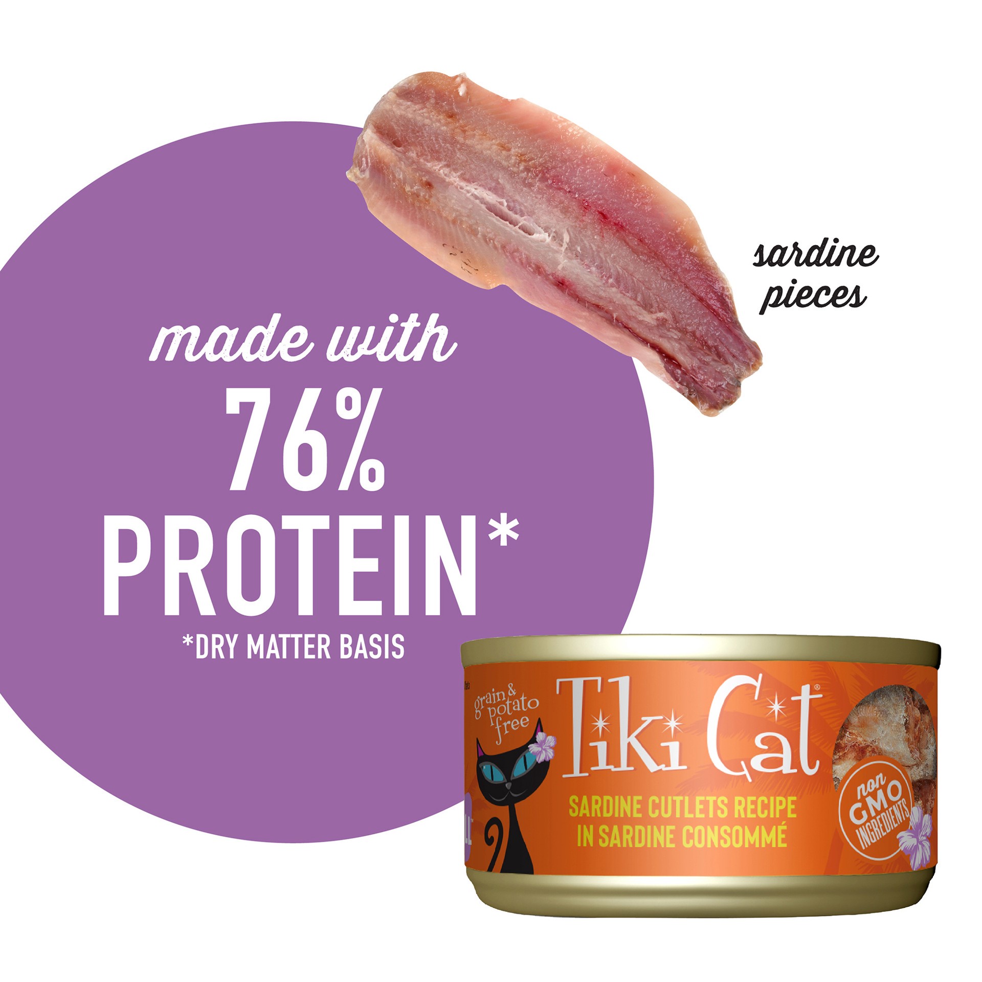 slide 2 of 8, Tiki Cat Grill Wet Cat Food, Sardine Cutlets, 2.8 oz. Can, 2.8 oz