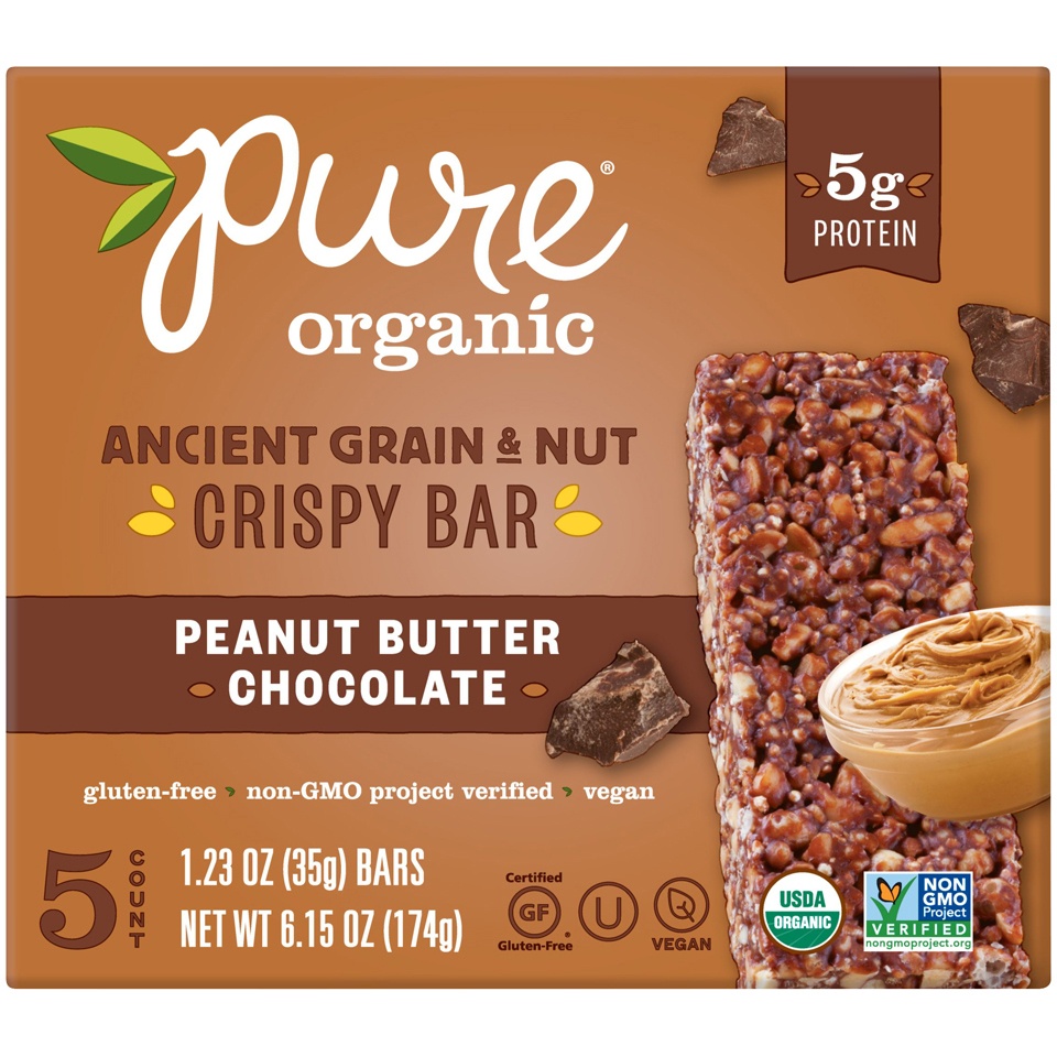 slide 1 of 1, Pure Organic Ancient Grain Bar Peanut Butter Chocolate, 6.15 oz