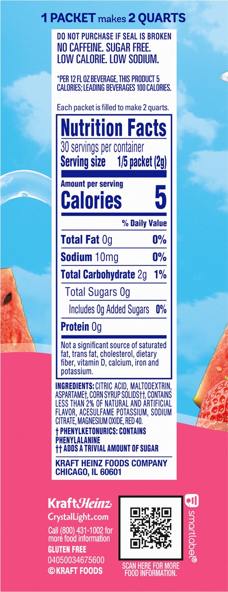 slide 4 of 9, Crystal Light Strawberry Watermelon Drink Mix, 6 count Canister, 6 ct