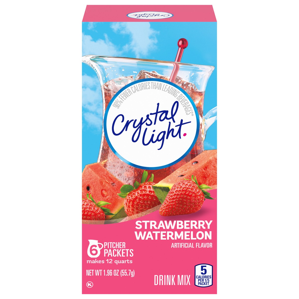 slide 1 of 9, Crystal Light Strawberry Watermelon Drink Mix, 6 count Canister, 6 ct