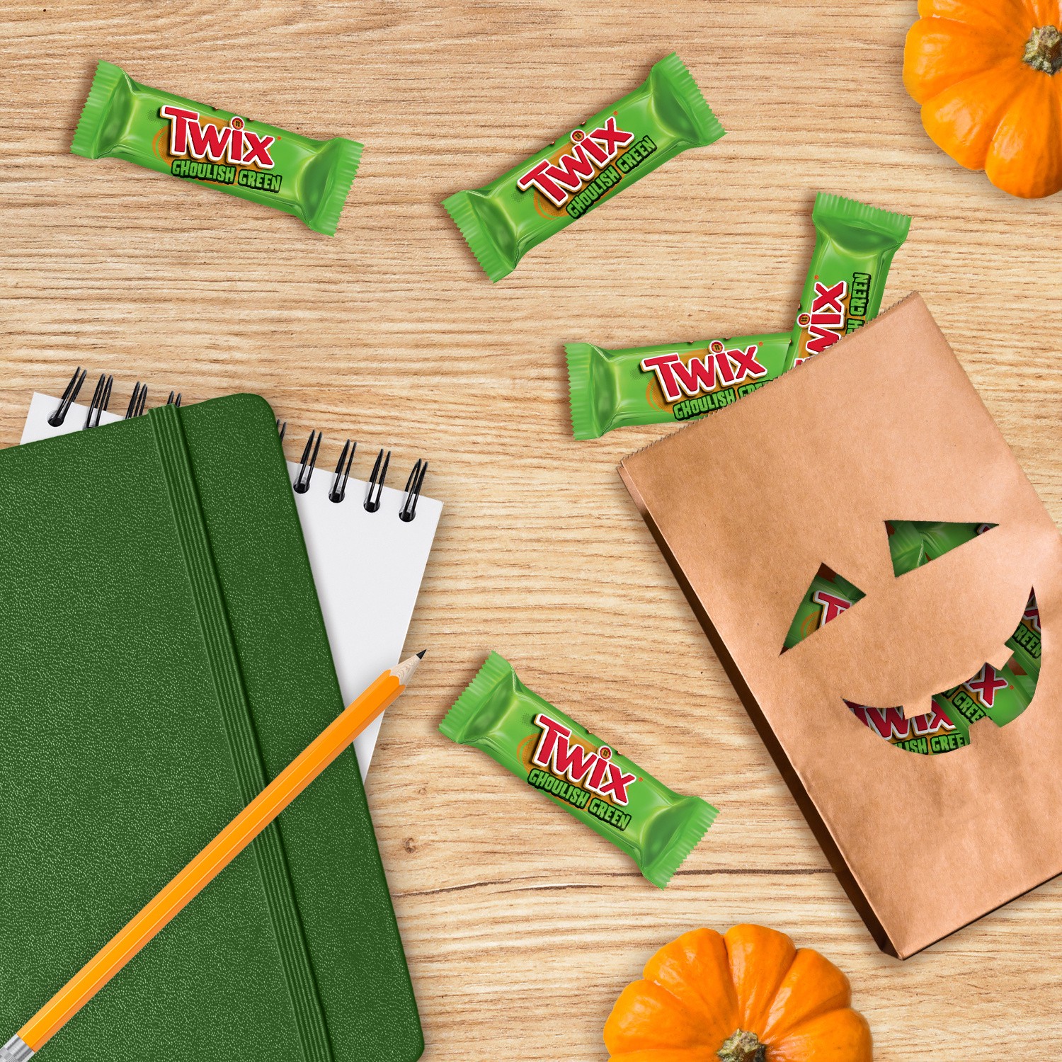 slide 7 of 8, TWIX Ghoulish Green Caramel Cookie Fun Size Halloween Chocolate Bars, 9.79 Oz Bag, 9.79 oz