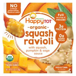 Happy Tot Organics Organic Squash Ravioli with Squash, Pumpkin & Sage Sauce Bowl 4.5 oz UNIT