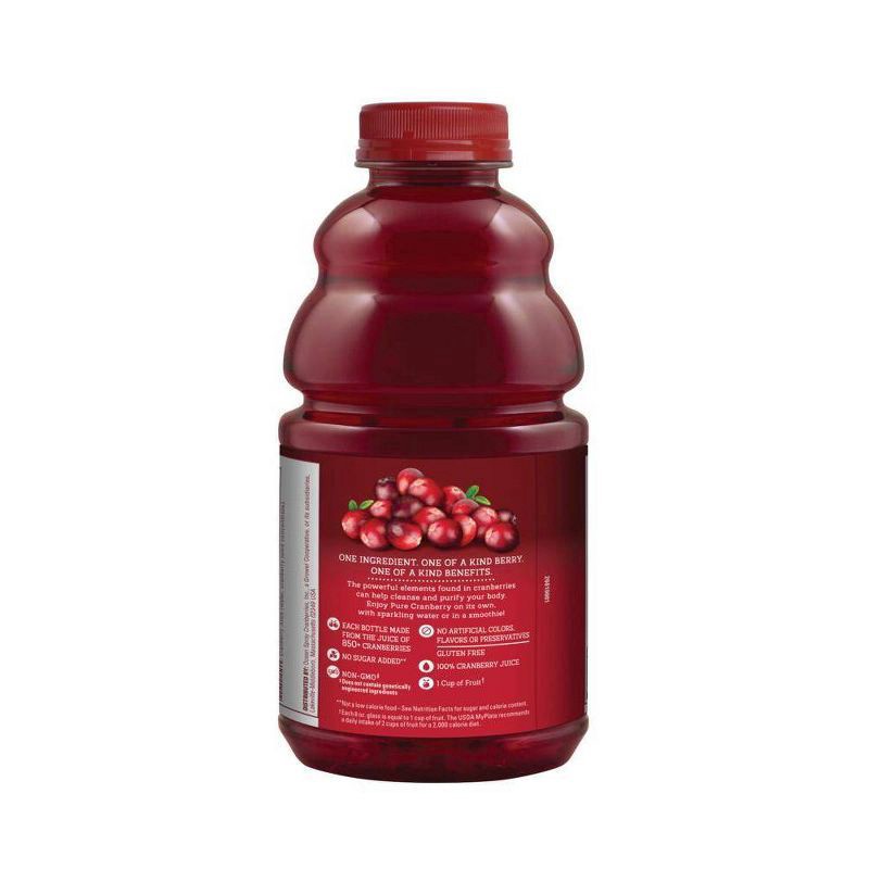 slide 2 of 6, Ocean Spray 100% Pure Cranberry Juice - 32 fl oz Bottle, 32 fl oz