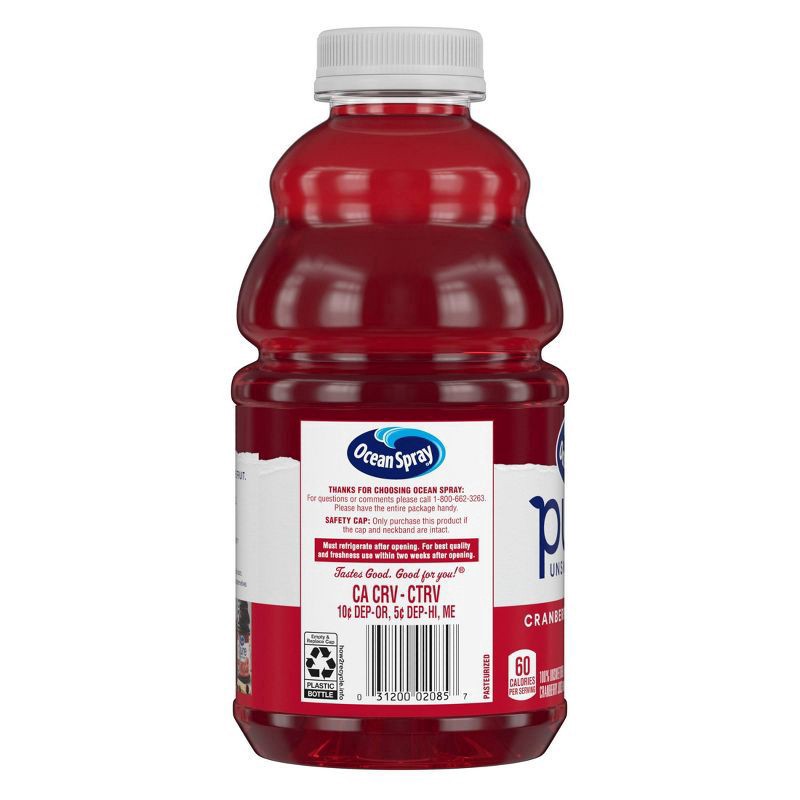 slide 4 of 6, Ocean Spray 100% Pure Cranberry Juice - 32 fl oz Bottle, 32 fl oz