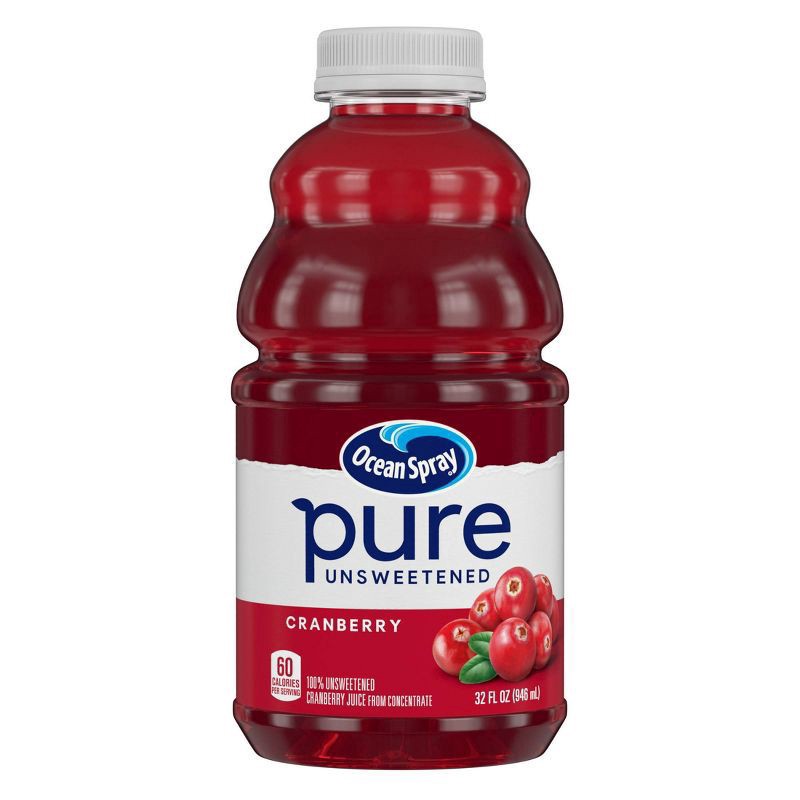 slide 1 of 6, Ocean Spray 100% Pure Cranberry Juice - 32 fl oz Bottle, 32 fl oz