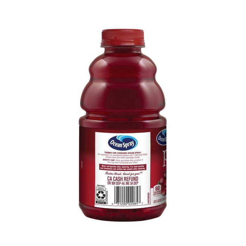 slide 6 of 6, Ocean Spray 100% Pure Cranberry Juice - 32 fl oz Bottle, 32 fl oz