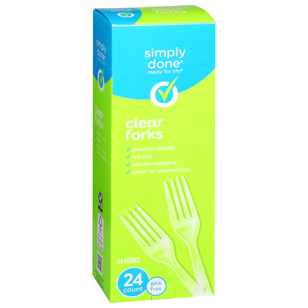slide 1 of 1, Simply Done Clear Forks 24 ea, 24 ct
