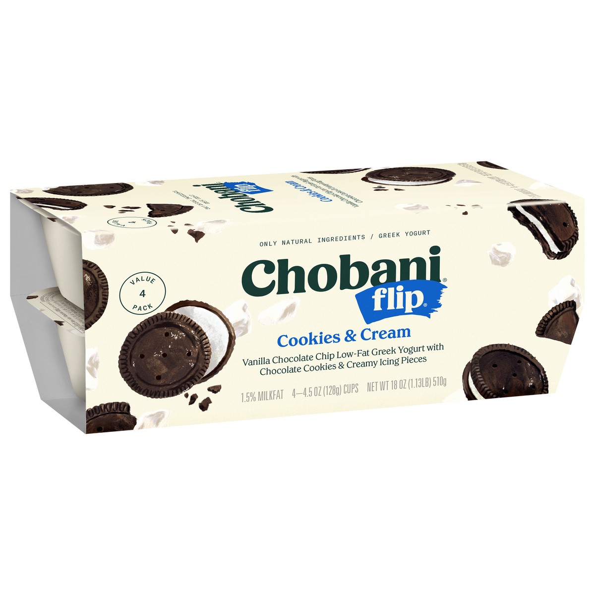 slide 9 of 9, Chobani Cookies & Cream Flip Greek Yogurt 4Pk, 4 ct; 18 oz