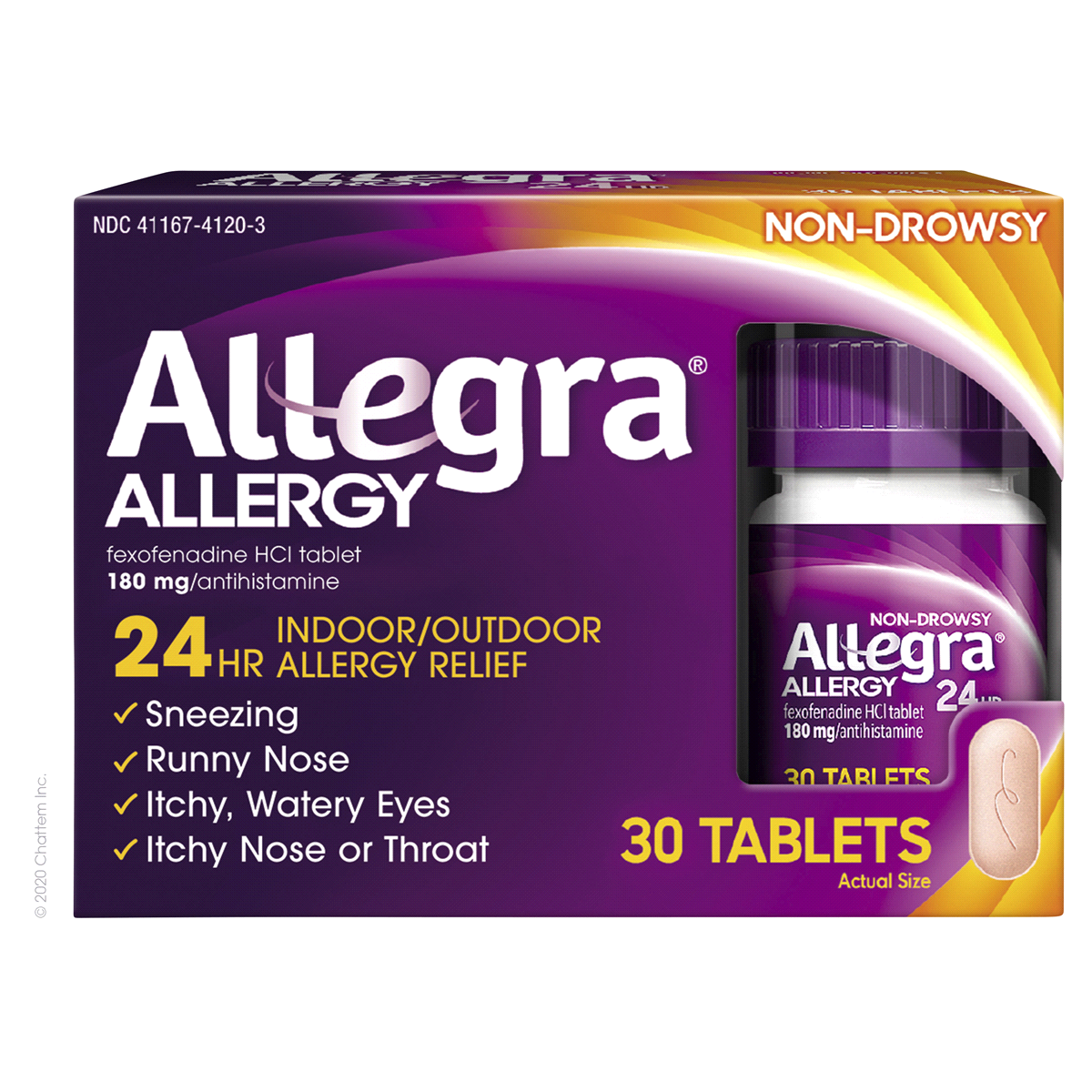 slide 1 of 1, Allegra Non-Drowsy 24-Hour Indoor & Outdoor Allergy Relief Tablets Bonus Pack, 40 ct