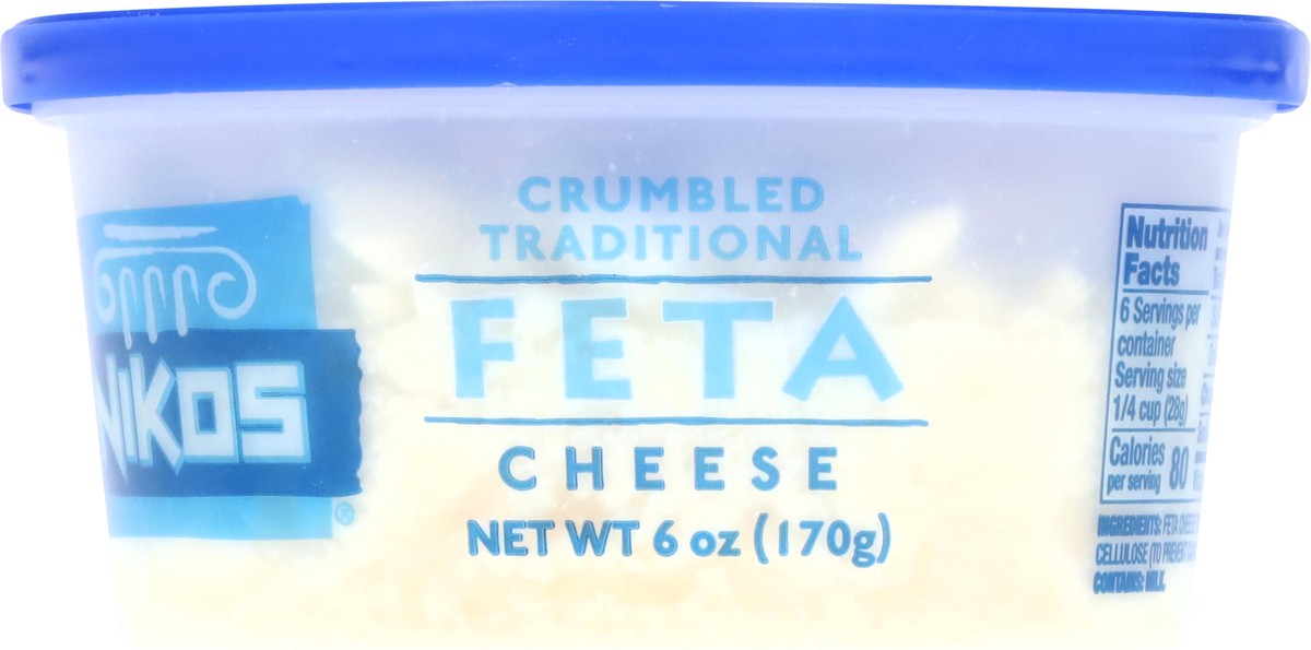 slide 3 of 11, Nikos Traditional Crumbled Feta Cheese 6 oz, 6 oz